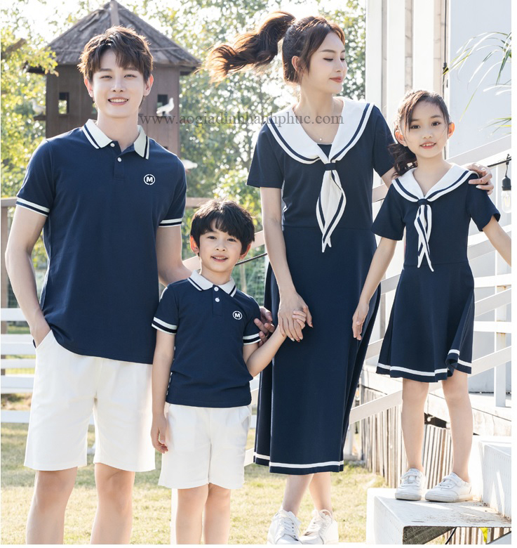 Bộ quần áo váy gia đình HP X3016  (quầnáoba,bétrai+váymẹ,bégái) )